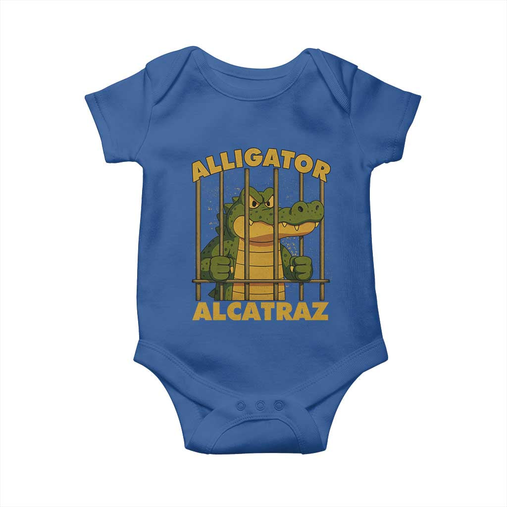 Alligator Alcatraz Florida Everglades Baby Onesie Funny Political Satire Meme TS10 Royal Blue Print Your Wear