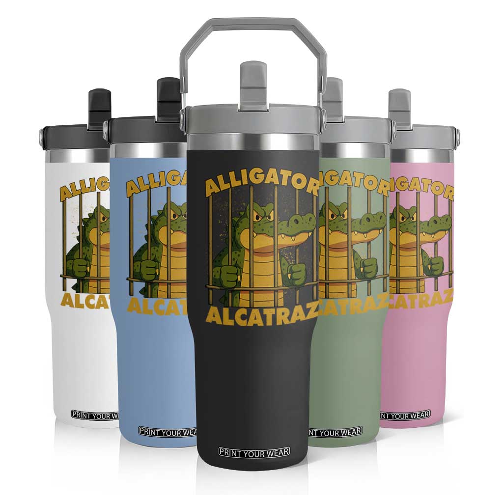 Alligator Alcatraz Florida Everglades Flip Straw Tumbler Funny Political Satire Meme TS10 Print Your Wear