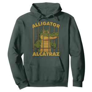 Alligator Alcatraz Florida Everglades Hoodie Funny Political Satire Meme TS10 Dark Forest Green Print Your Wear