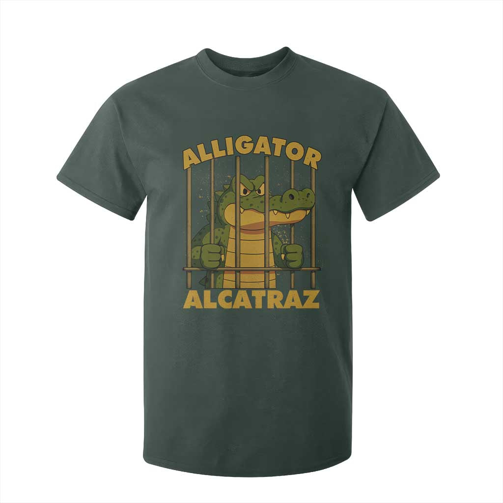 Alligator Alcatraz Florida Everglades T Shirt For Kid Funny Political Satire Meme TS10 Dark Forest Green Print Your Wear