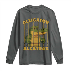 Alligator Alcatraz Florida Everglades Long Sleeve Shirt Funny Political Satire Meme TS10 Dark Heather Print Your Wear