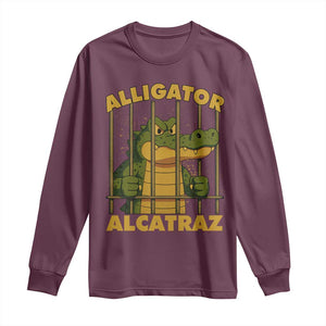 Alligator Alcatraz Florida Everglades Long Sleeve Shirt Funny Political Satire Meme TS10 Maroon Print Your Wear