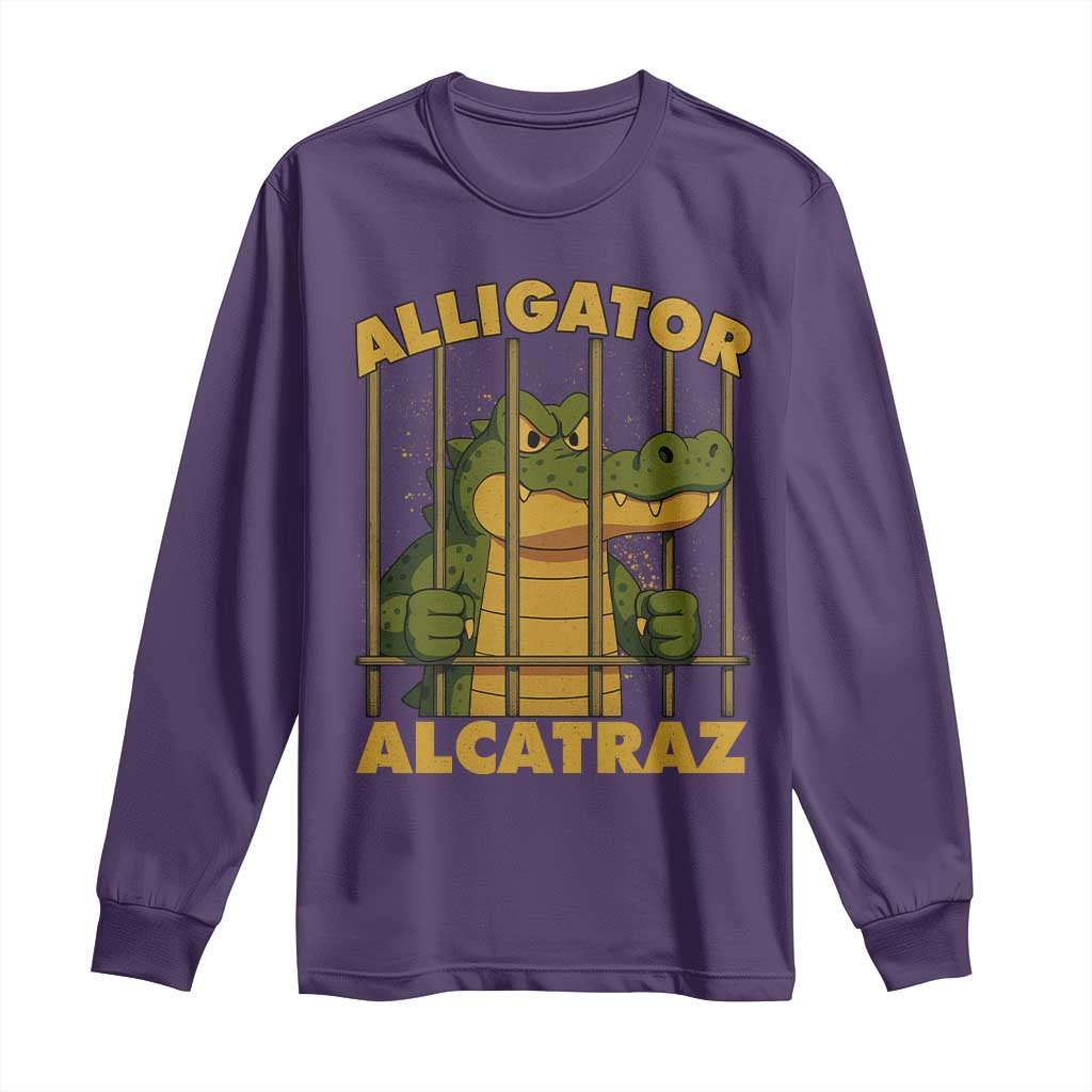 Alligator Alcatraz Florida Everglades Long Sleeve Shirt Funny Political Satire Meme TS10 Purple Print Your Wear