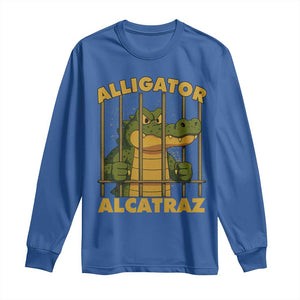 Alligator Alcatraz Florida Everglades Long Sleeve Shirt Funny Political Satire Meme TS10 Royal Blue Print Your Wear
