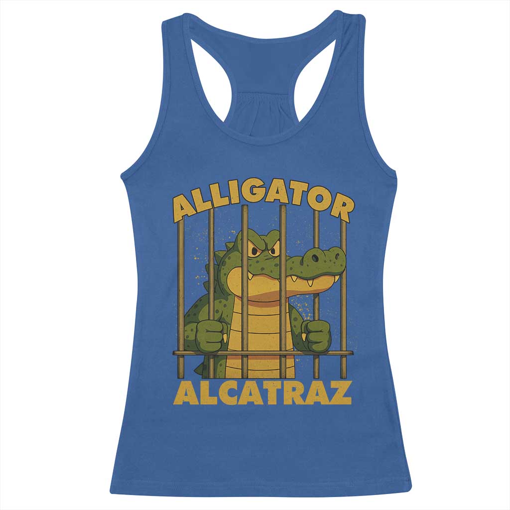 Alligator Alcatraz Florida Everglades Racerback Tank Top Funny Political Satire Meme TS10 Royal Blue Print Your Wear