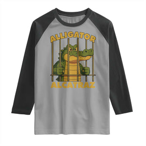 Alligator Alcatraz Florida Everglades Raglan Shirt Funny Political Satire Meme TS10 Sport Gray Black Print Your Wear