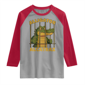 Alligator Alcatraz Florida Everglades Raglan Shirt Funny Political Satire Meme TS10 Sport Gray Red Print Your Wear