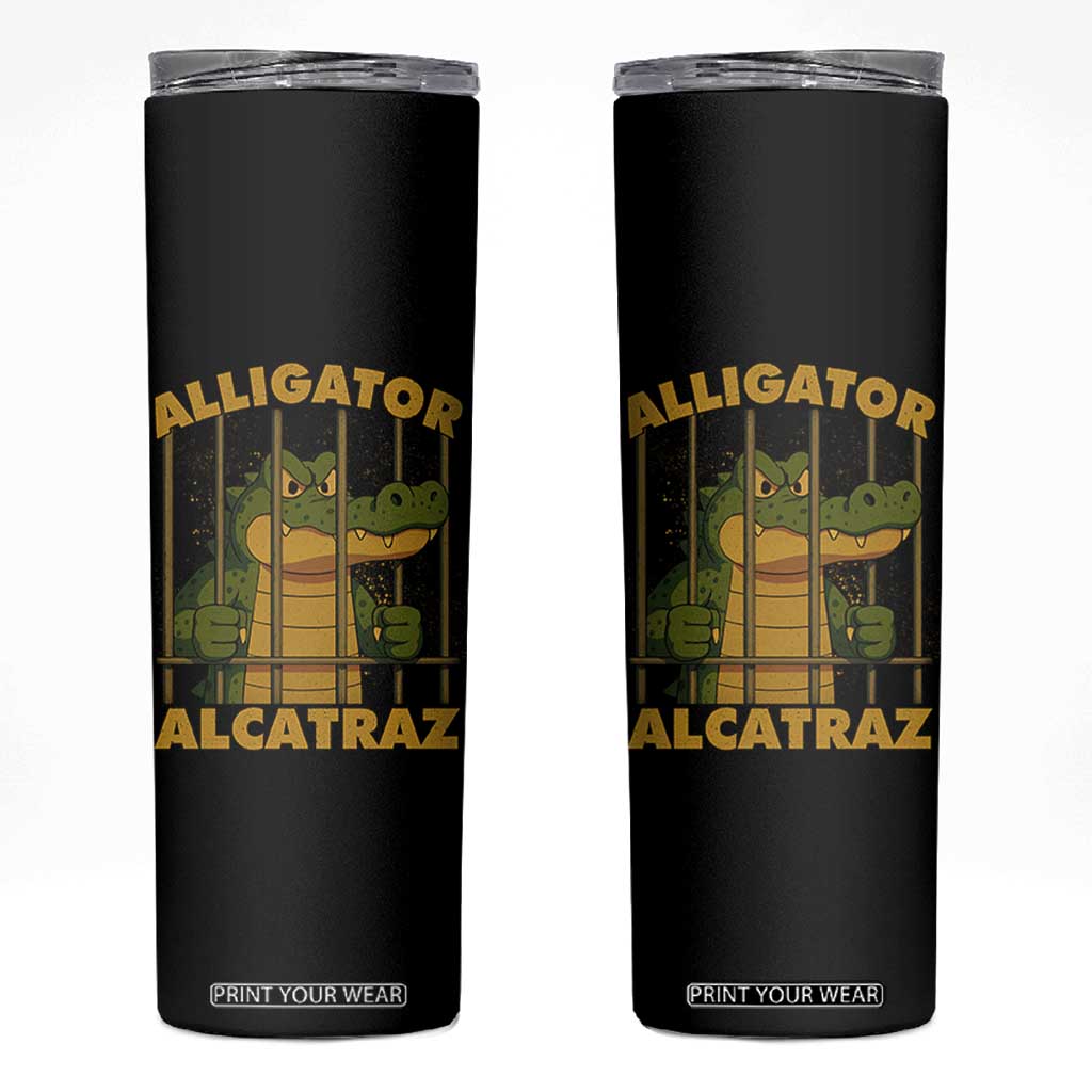 Alligator Alcatraz Florida Everglades Skinny Tumbler Funny Political Satire Meme TS10 Black Print Your Wear