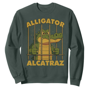 Alligator Alcatraz Florida Everglades Sweatshirt Funny Political Satire Meme TS10 Dark Forest Green Print Your Wear