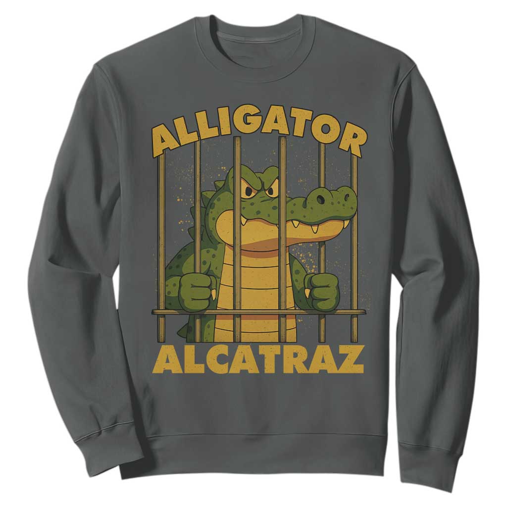 Alligator Alcatraz Florida Everglades Sweatshirt Funny Political Satire Meme TS10 Dark Heather Print Your Wear