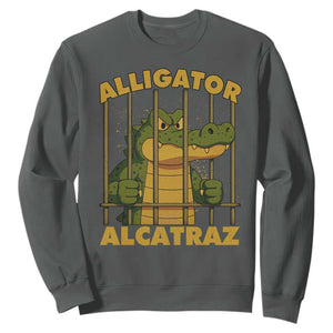 Alligator Alcatraz Florida Everglades Sweatshirt Funny Political Satire Meme TS10 Dark Heather Print Your Wear