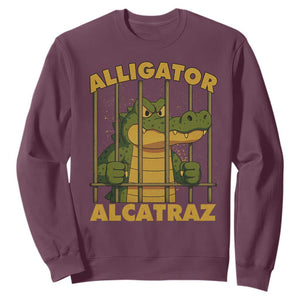 Alligator Alcatraz Florida Everglades Sweatshirt Funny Political Satire Meme TS10 Maroon Print Your Wear