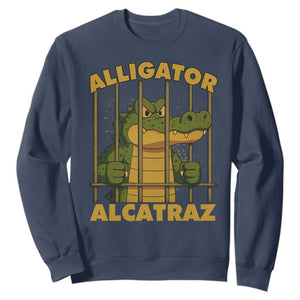 Alligator Alcatraz Florida Everglades Sweatshirt Funny Political Satire Meme TS10 Navy Print Your Wear