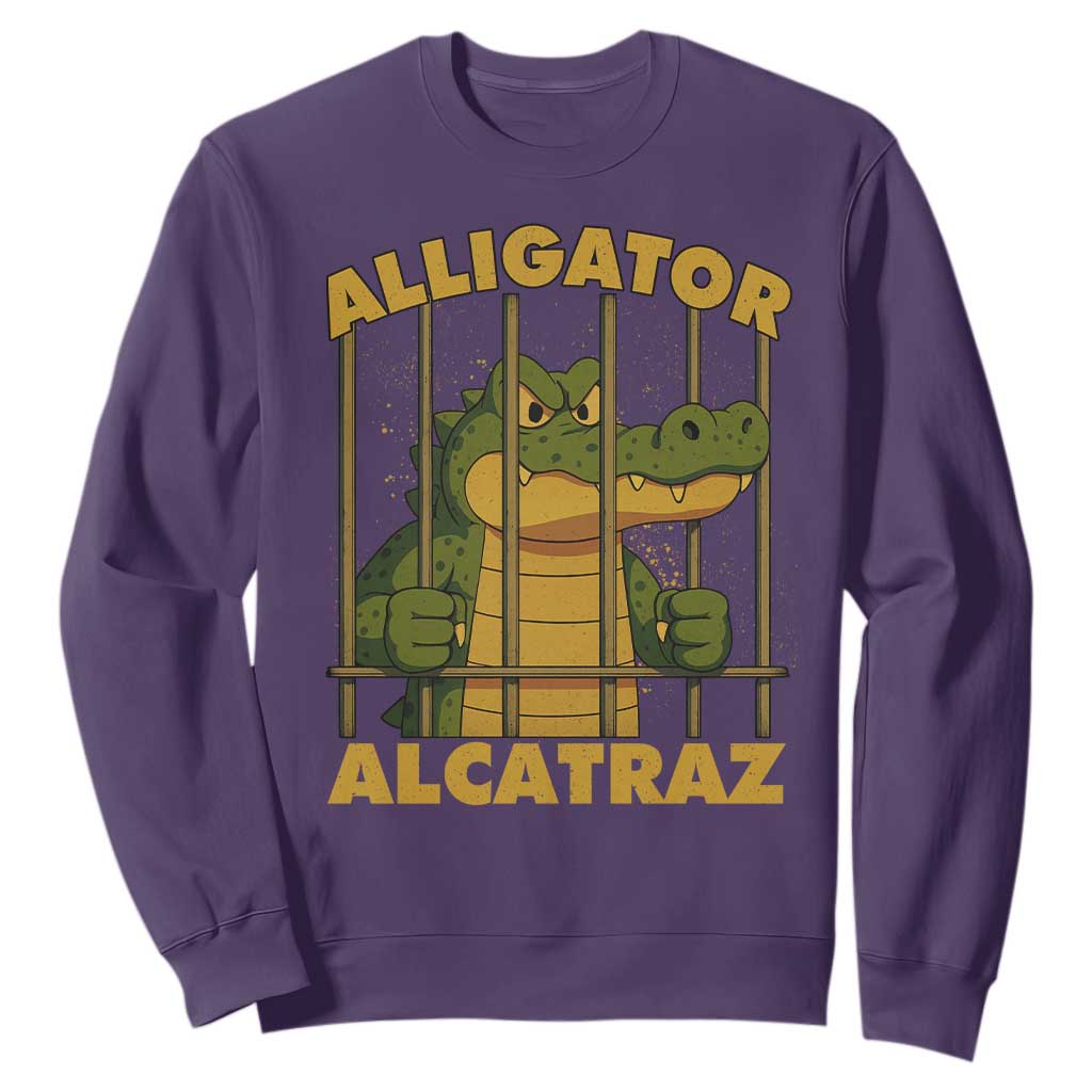 Alligator Alcatraz Florida Everglades Sweatshirt Funny Political Satire Meme TS10 Purple Print Your Wear