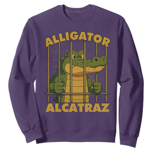 Alligator Alcatraz Florida Everglades Sweatshirt Funny Political Satire Meme TS10 Purple Print Your Wear