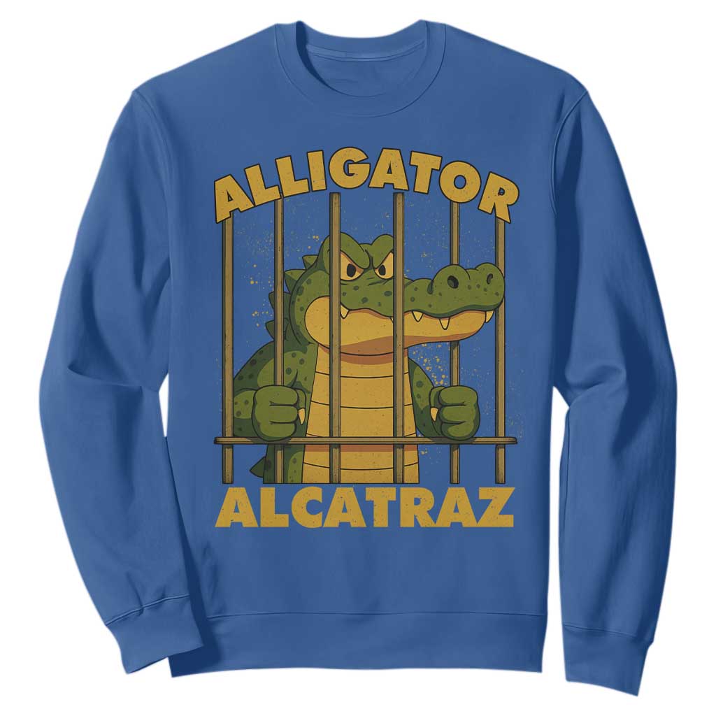 Alligator Alcatraz Florida Everglades Sweatshirt Funny Political Satire Meme TS10 Royal Blue Print Your Wear