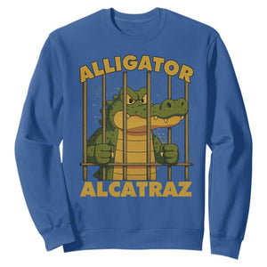 Alligator Alcatraz Florida Everglades Sweatshirt Funny Political Satire Meme TS10 Royal Blue Print Your Wear