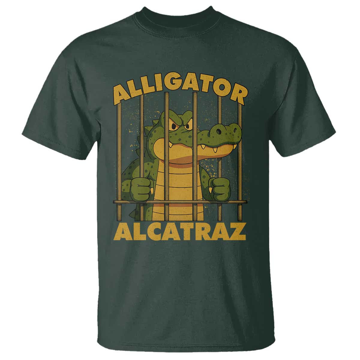Alligator Alcatraz Florida Everglades T Shirt Funny Political Satire Meme TS10 Dark Forest Green Print Your Wear