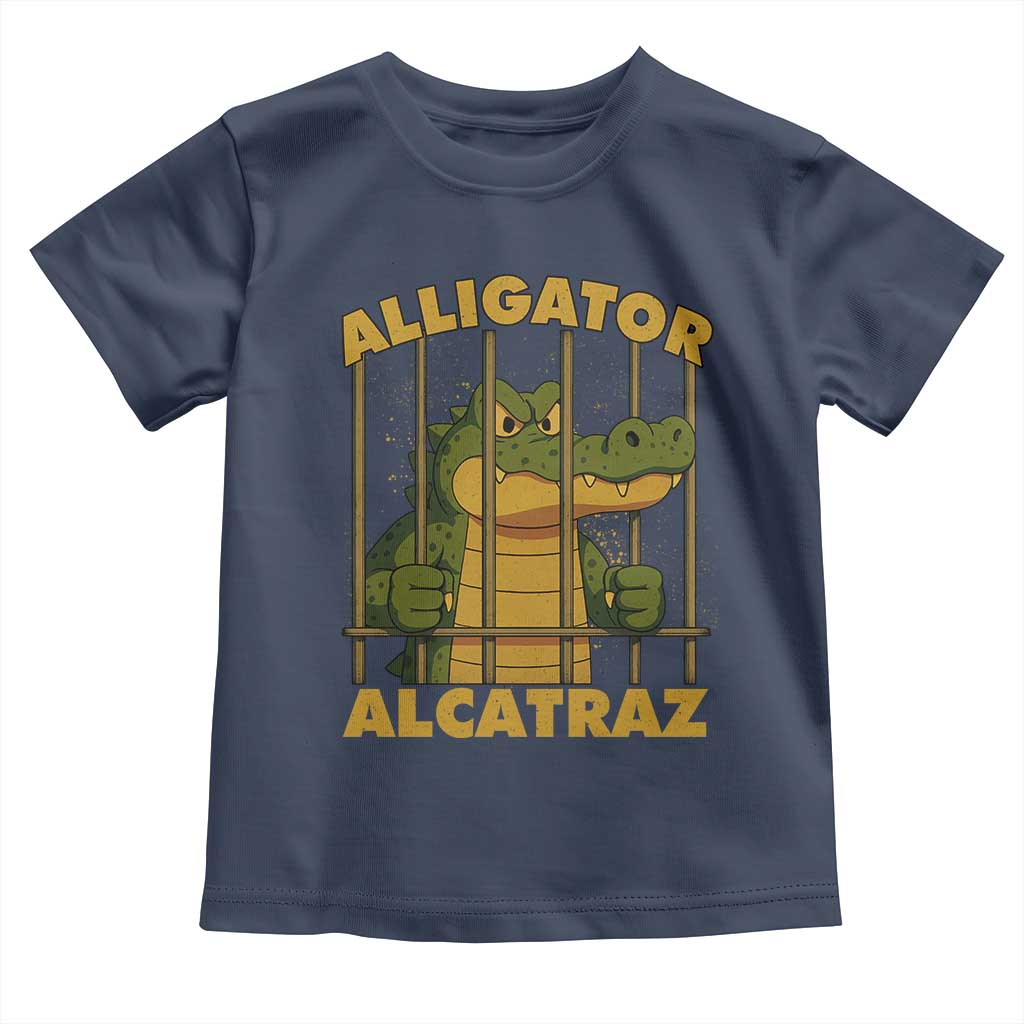 Alligator Alcatraz Florida Everglades Toddler T Shirt Funny Political Satire Meme TS10 Navy Print Your Wear