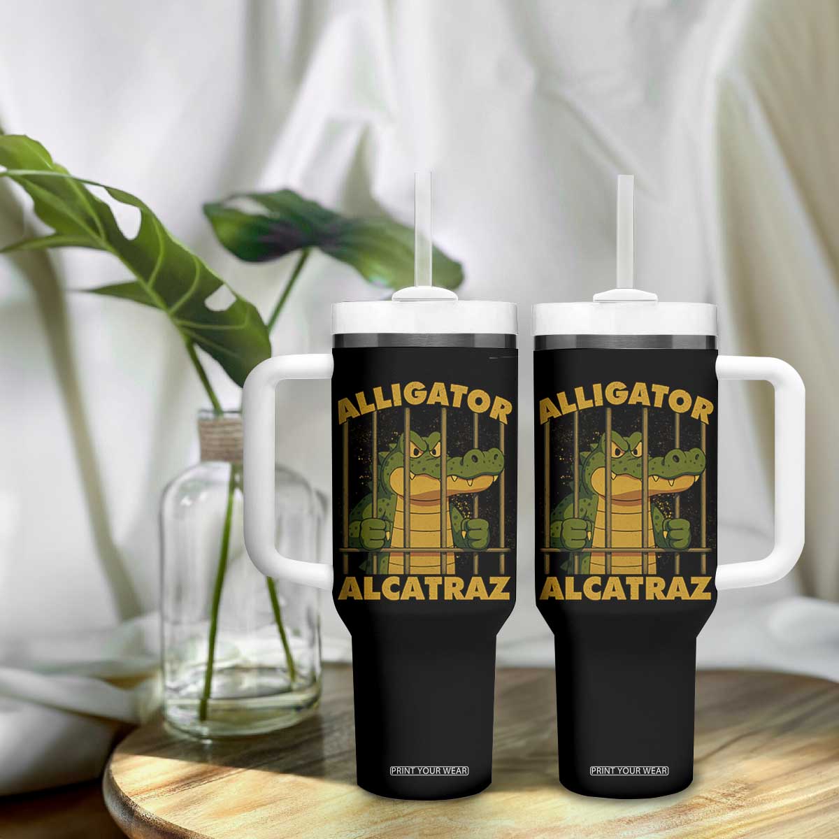 Alligator Alcatraz Florida Everglades Tumbler With Handle Funny Political Satire Meme TS10 Print Your Wear