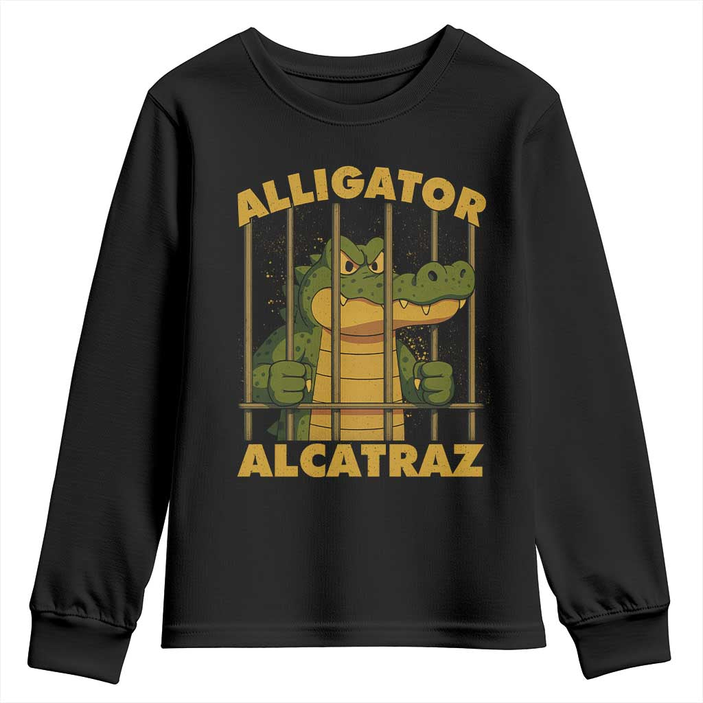 Alligator Alcatraz Florida Everglades Youth Sweatshirt Funny Political Satire Meme TS10 Black Print Your Wear