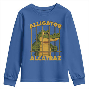 Alligator Alcatraz Florida Everglades Youth Sweatshirt Funny Political Satire Meme TS10 Royal Blue Print Your Wear