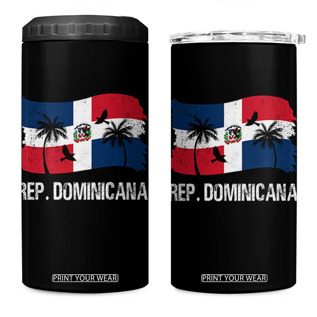 Dominican Republic Flag 4 in 1 Can Cooler Tumbler Island Pride Caribbean Heritage TS10 One Size: 16 oz Black Print Your Wear