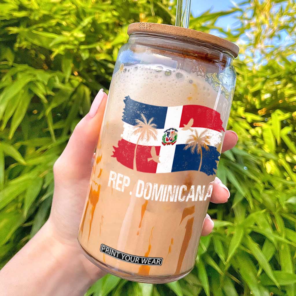 Dominican Republic Flag Glass Can Island Pride Caribbean Heritage TS10 Black Print Your Wear