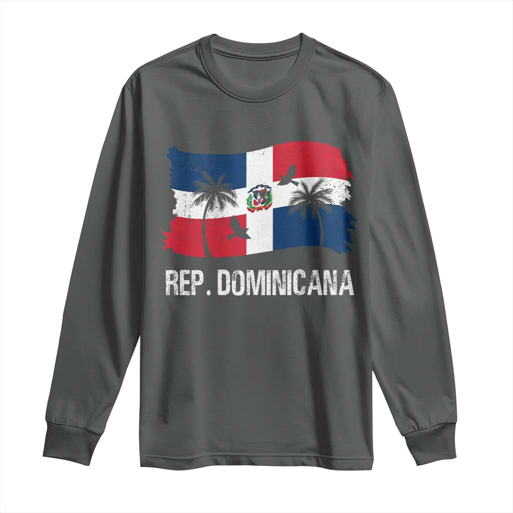 Dominican Republic Flag Long Sleeve Shirt Island Pride Caribbean Heritage TS10 Dark Heather Print Your Wear