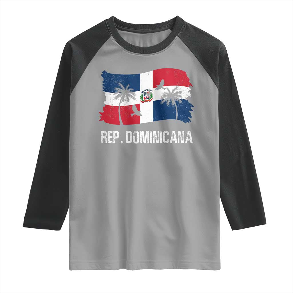 Dominican Republic Flag Raglan Shirt Island Pride Caribbean Heritage TS10 Sport Gray Black Print Your Wear