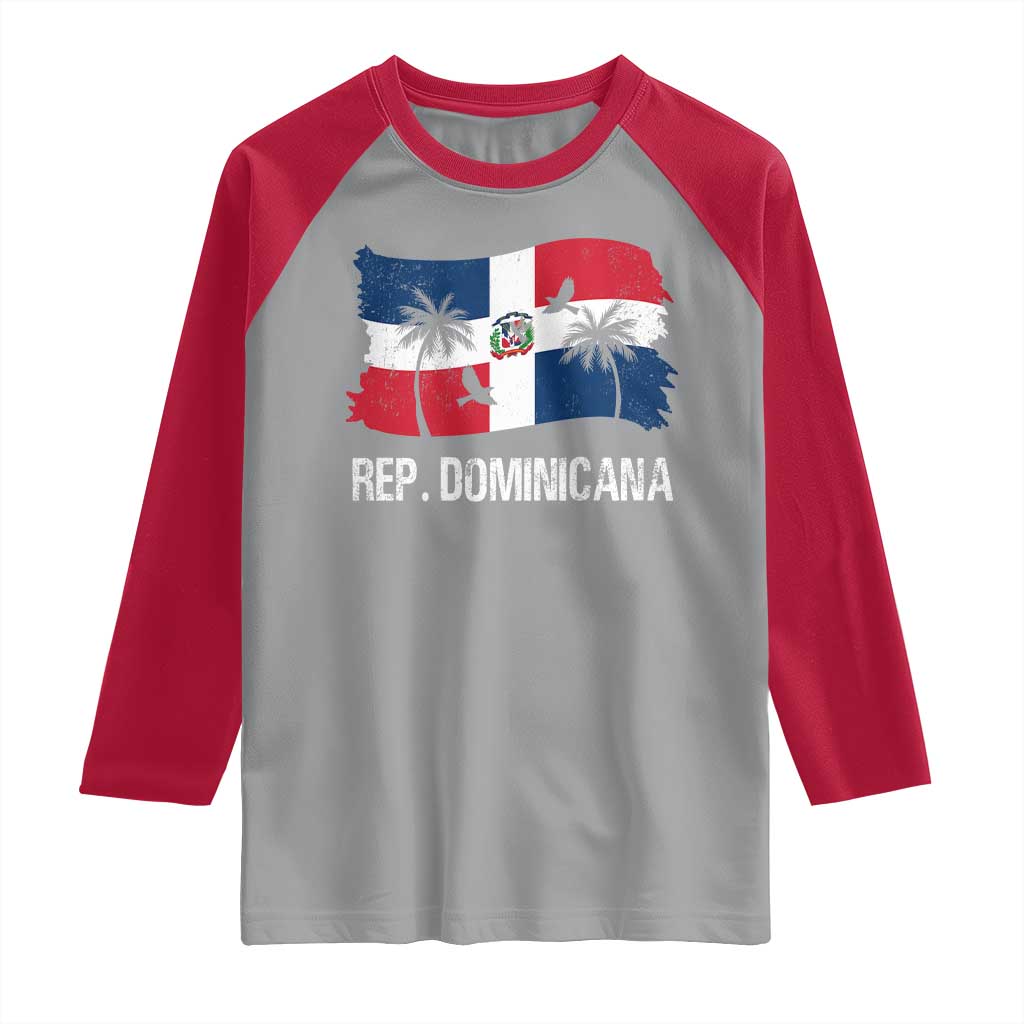 Dominican Republic Flag Raglan Shirt Island Pride Caribbean Heritage TS10 Sport Gray Red Print Your Wear