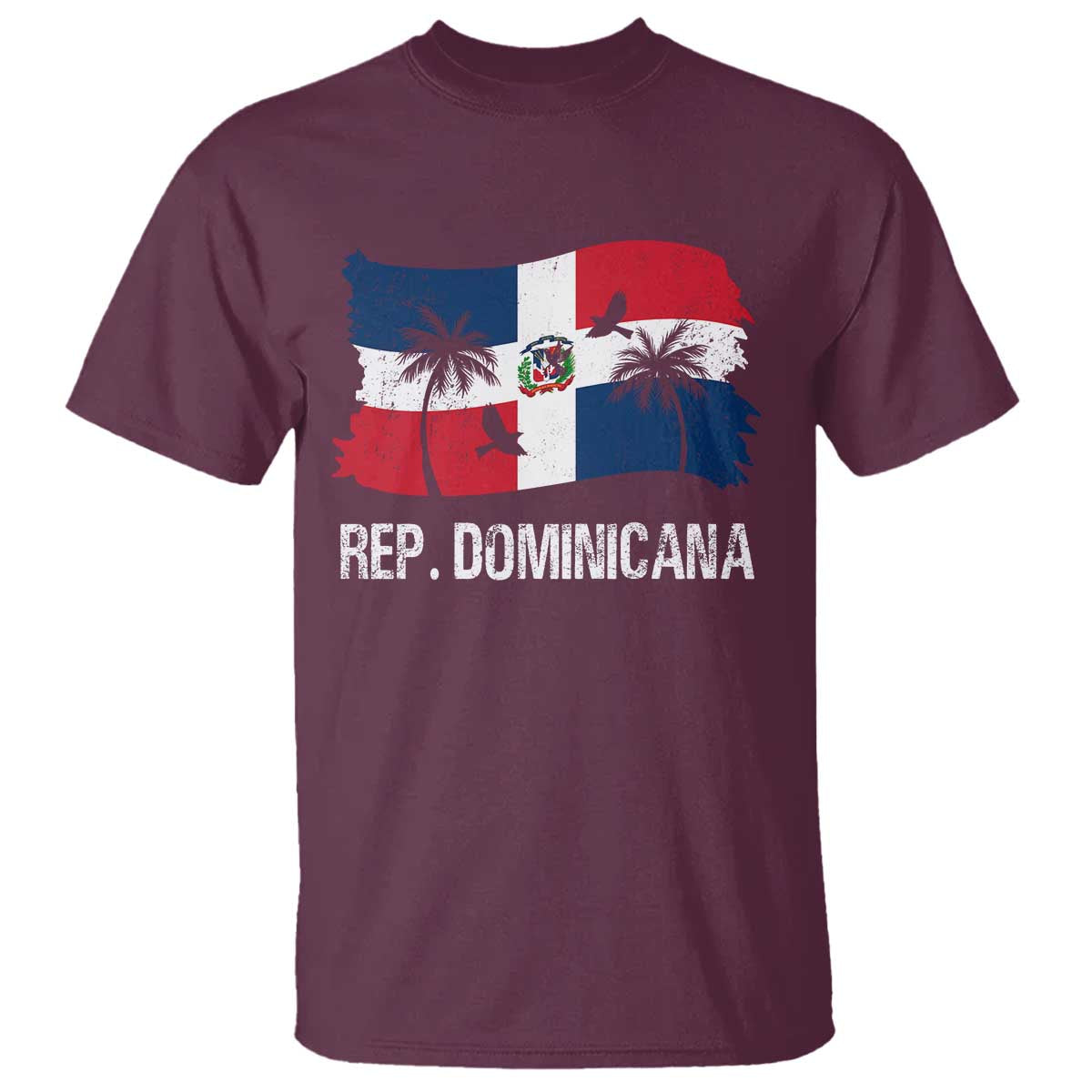 Dominican Republic Flag T Shirt Island Pride Caribbean Heritage TS10 Maroon Print Your Wear
