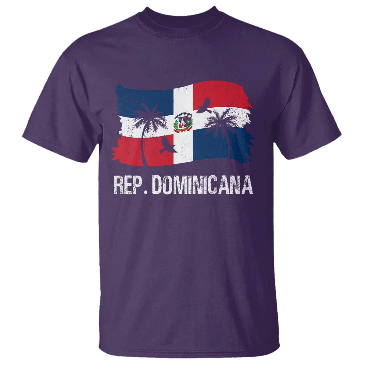 Dominican Republic Flag T Shirt Island Pride Caribbean Heritage TS10 Purple Print Your Wear