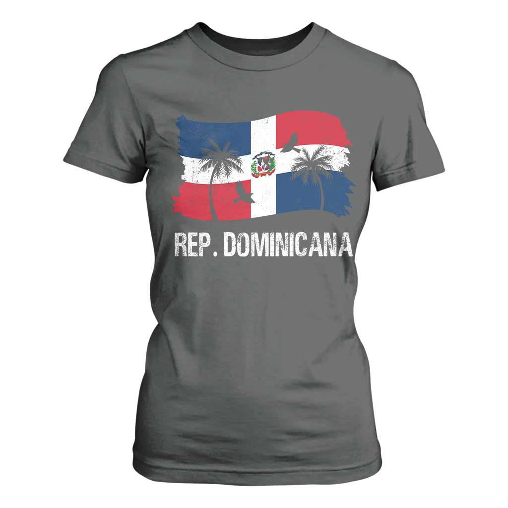 Dominican Republic Flag T Shirt For Women Island Pride Caribbean Heritage TS10 Dark Heather Print Your Wear
