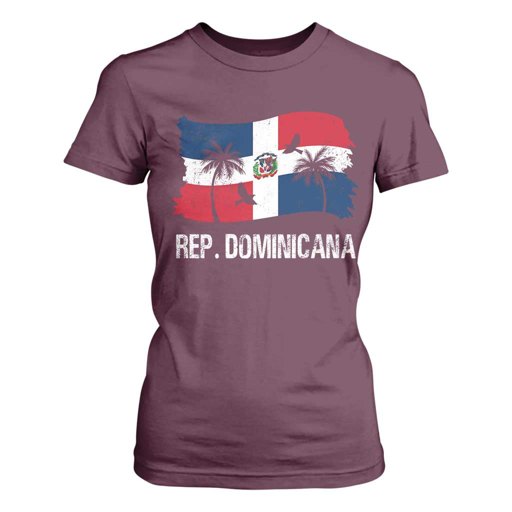 Dominican Republic Flag T Shirt For Women Island Pride Caribbean Heritage TS10 Maroon Print Your Wear