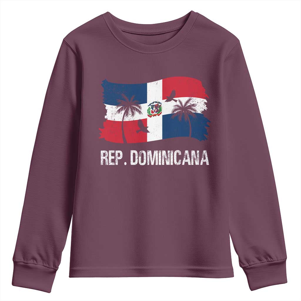 Dominican Republic Flag Youth Sweatshirt Island Pride Caribbean Heritage TS10 Maroon Print Your Wear