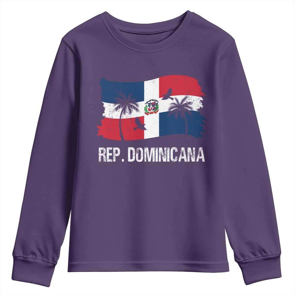 Dominican Republic Flag Youth Sweatshirt Island Pride Caribbean Heritage TS10 Purple Print Your Wear