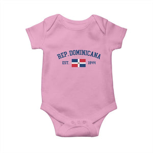 Dominican Republic Baby Onesie Vintage Distressed Varsity Rep Dominicana Flag TS10 Light Pink Print Your Wear