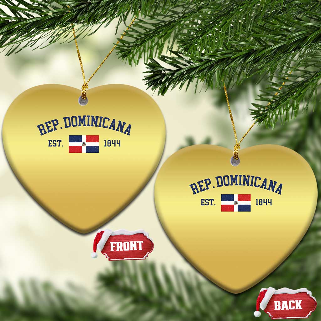 Dominican Republic Christmas Ornament Vintage Distressed Varsity Rep Dominicana Flag TS10 Heart Gold Print Your Wear