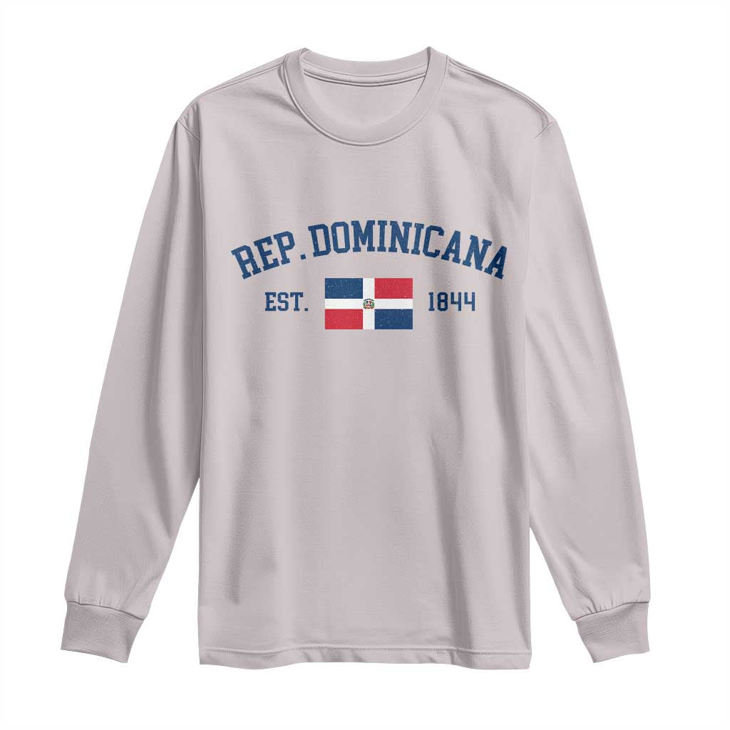 Dominican Republic Long Sleeve Shirt Vintage Distressed Varsity Rep Dominicana Flag TS10 Ice Gray Print Your Wear