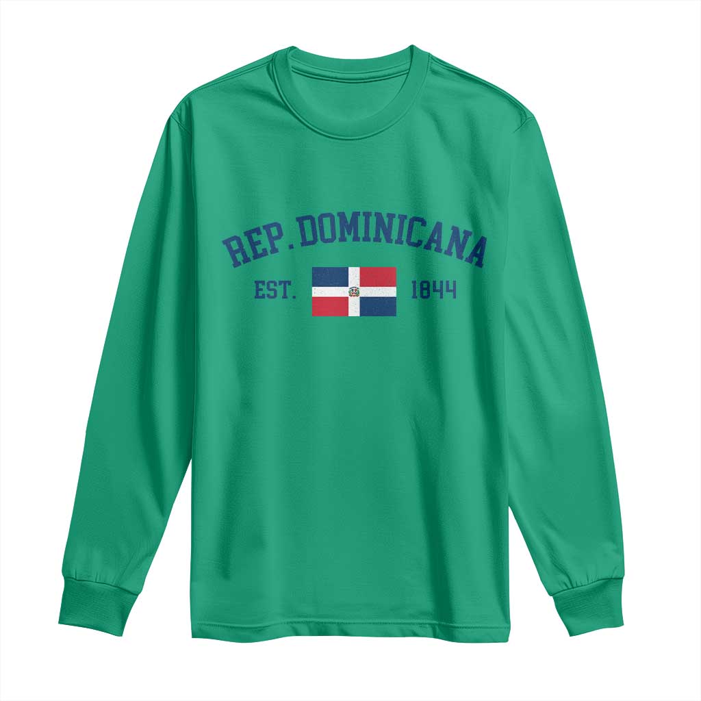 Dominican Republic Long Sleeve Shirt Vintage Distressed Varsity Rep Dominicana Flag TS10 Irish Green Print Your Wear