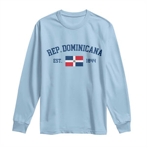 Dominican Republic Long Sleeve Shirt Vintage Distressed Varsity Rep Dominicana Flag TS10 Light Blue Print Your Wear