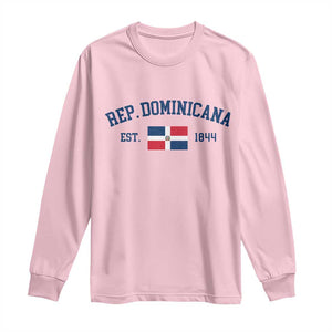 Dominican Republic Long Sleeve Shirt Vintage Distressed Varsity Rep Dominicana Flag TS10 Light Pink Print Your Wear