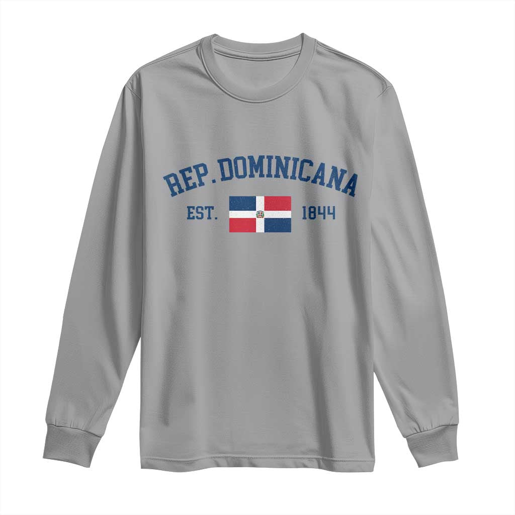 Dominican Republic Long Sleeve Shirt Vintage Distressed Varsity Rep Dominicana Flag TS10 Sport Gray Print Your Wear