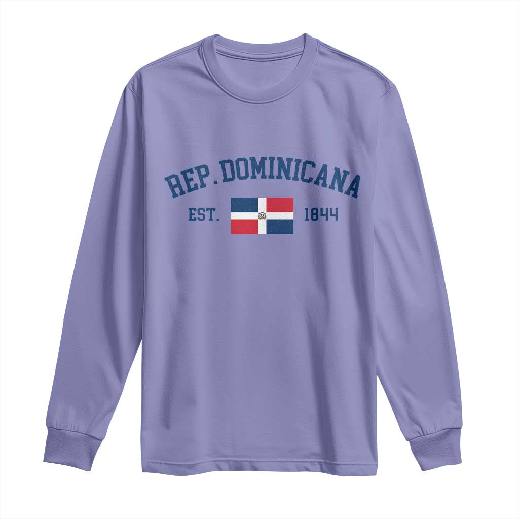 Dominican Republic Long Sleeve Shirt Vintage Distressed Varsity Rep Dominicana Flag TS10 Violet Print Your Wear