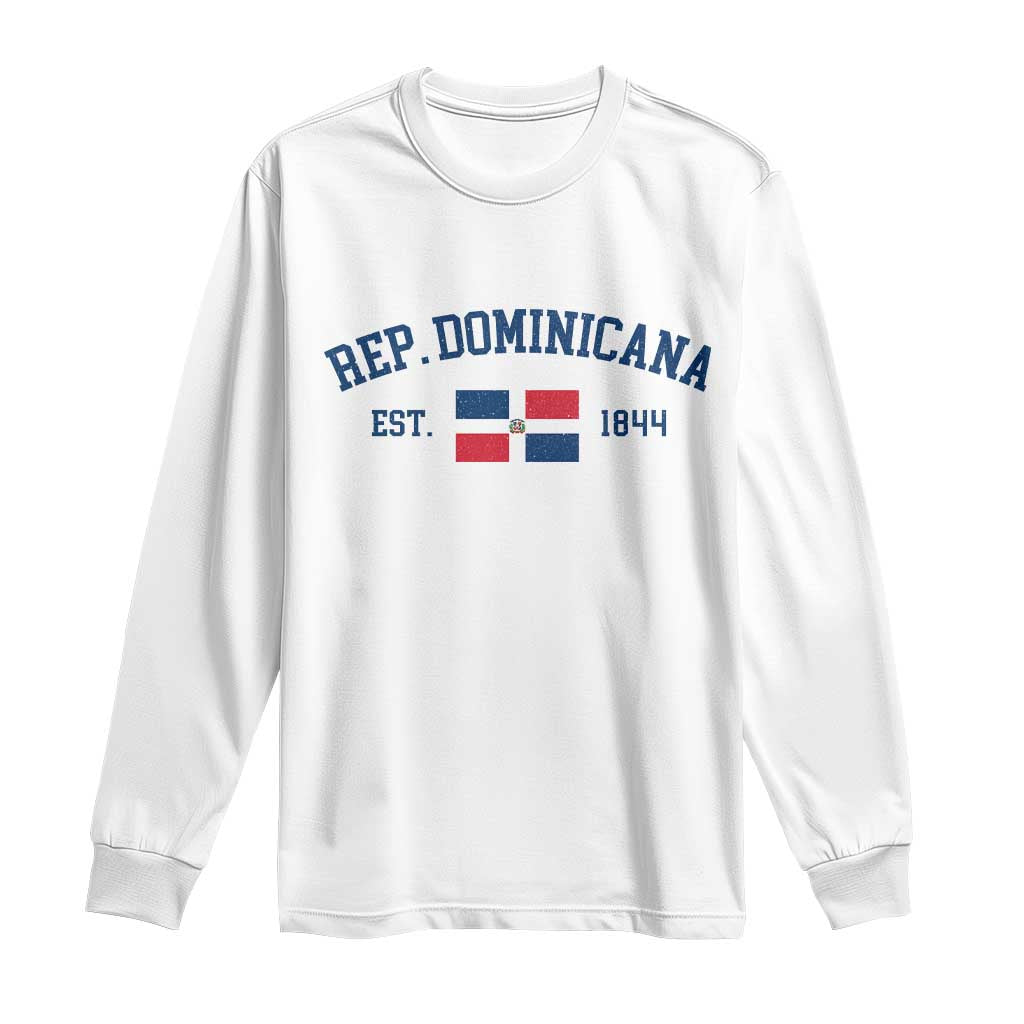 Dominican Republic Long Sleeve Shirt Vintage Distressed Varsity Rep Dominicana Flag TS10 White Print Your Wear