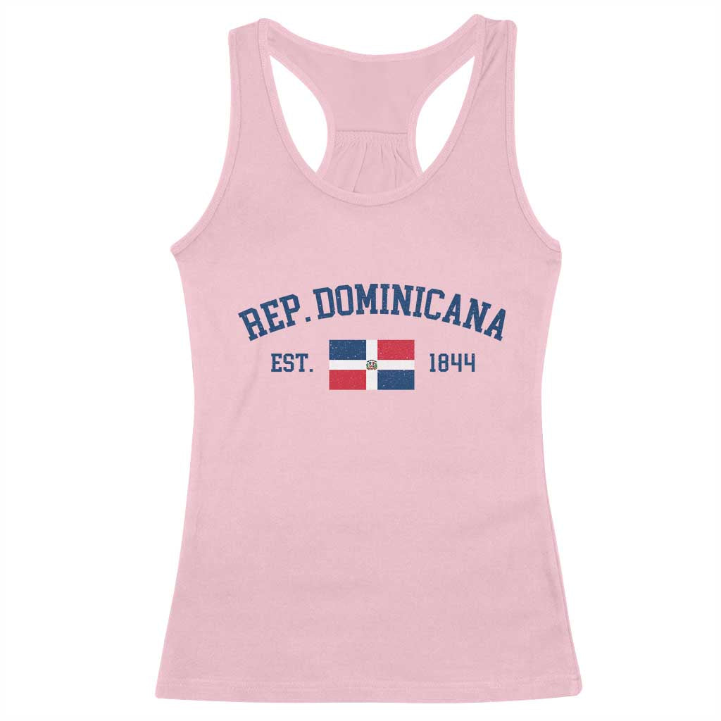 Dominican Republic Racerback Tank Top Vintage Distressed Varsity Rep Dominicana Flag TS10 Light Pink Print Your Wear