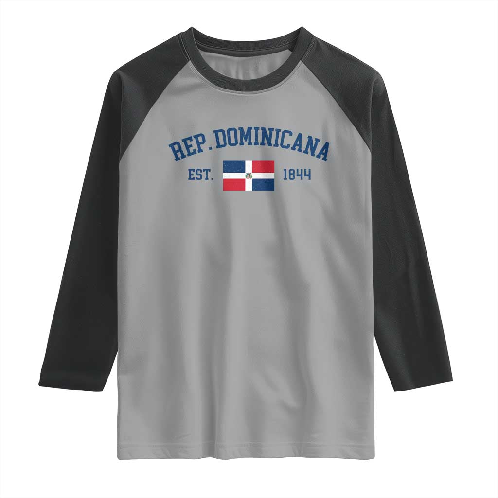 Dominican Republic Raglan Shirt Vintage Distressed Varsity Rep Dominicana Flag TS10 Sport Gray Black Print Your Wear