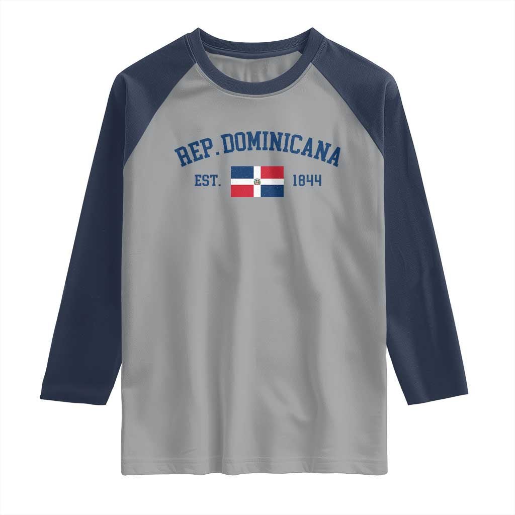 Dominican Republic Raglan Shirt Vintage Distressed Varsity Rep Dominicana Flag TS10 Sport Gray Navy Print Your Wear