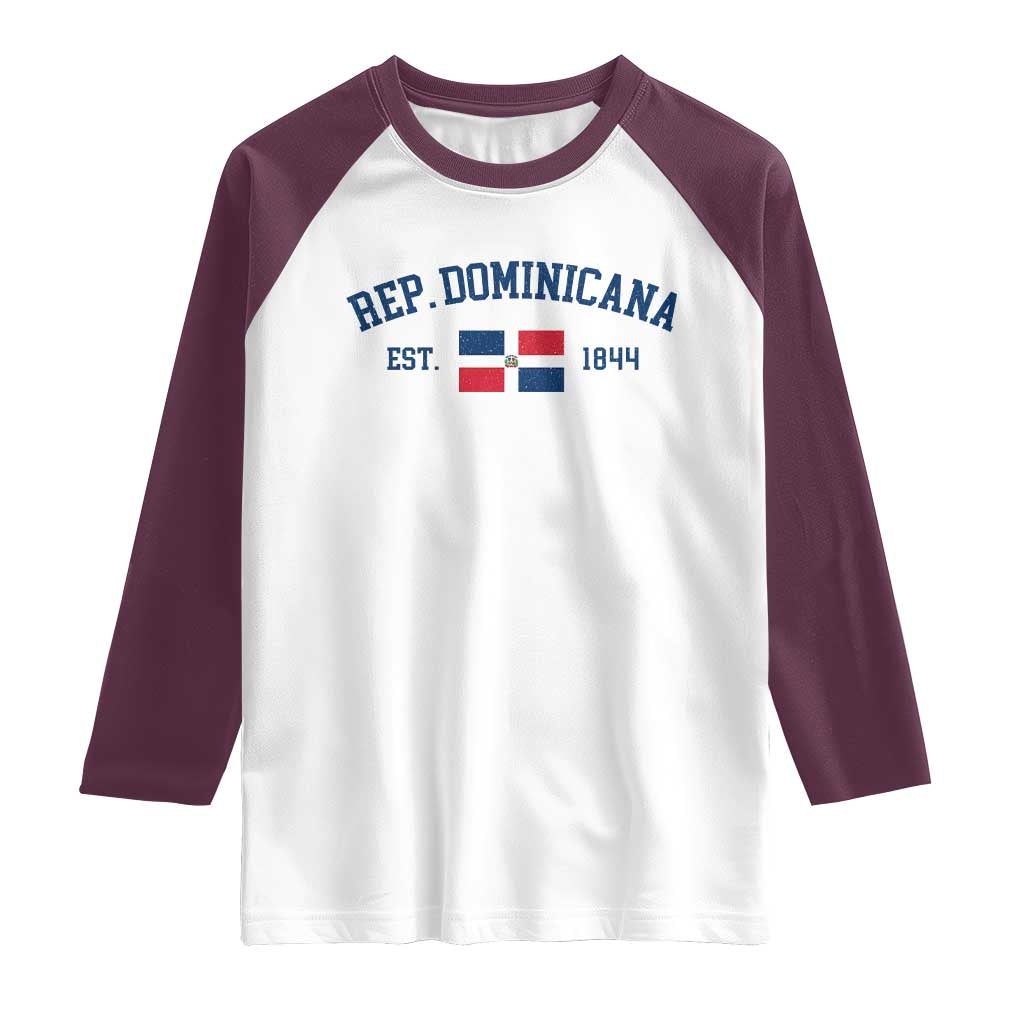 Dominican Republic Raglan Shirt Vintage Distressed Varsity Rep Dominicana Flag TS10 White Maroon Print Your Wear